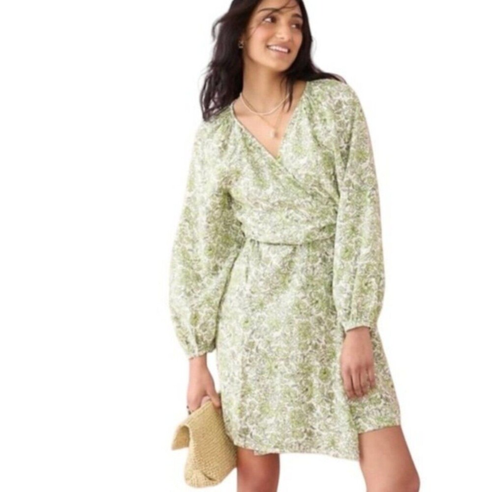 J.Crew Floral Linen Wrap Dress in tossed floral XS NWT